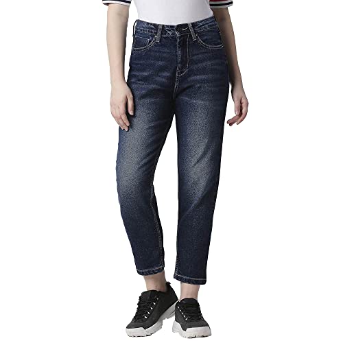 Image of Pepe Jeans Solid Cotton Tapered Fit High Rise Women's Jeans