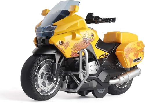 Image of FEXXA Police Motorcycle Toy - Pull Back Motorcycle Toys, Tiny Gift with Music Lighting, Latte Motorcycles Toy for Kids Boys Age 3-8 Year Old [NEW] (Moto-Fighting-Yellow)