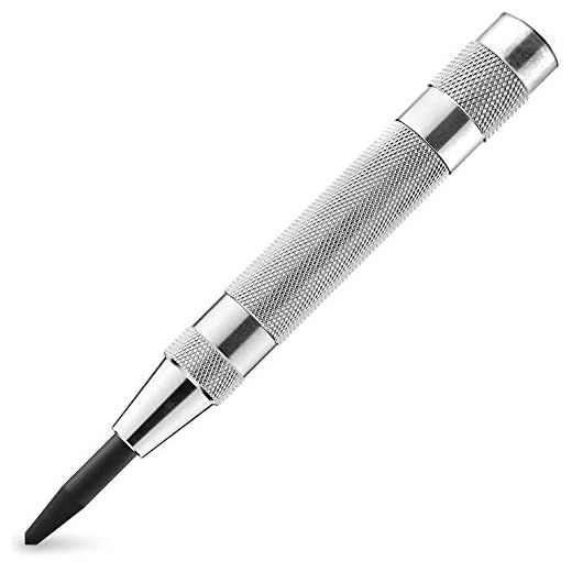 NEIKO 02639A 6-Inch Automatic Center Hole Punch with Adjustable One-Handed Spring Impact, Chrome-Plated Shank, and Premium S2 Steel Tip