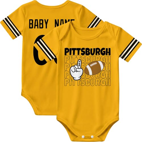 Image of KREDE Baby Clothes Custom Name Bodysuit for Baby Boy Gifts | Short Sleeves Bodysuit with Custom Number Name