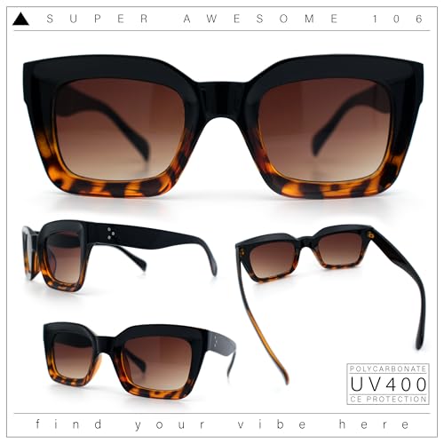 SA106 Womens Luxury Beveled Thick Horn Rim Rectangle Fashion Sunglasses2