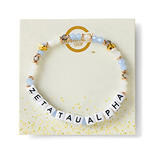 Sorority Shop Zeta Tau Alpha Bracelet — Glass Bead Bracelet with ZTA Name Beads and 18K Gold Accent Beads, Greek Sorority Jewelry for Big Little Sorority Gifts2