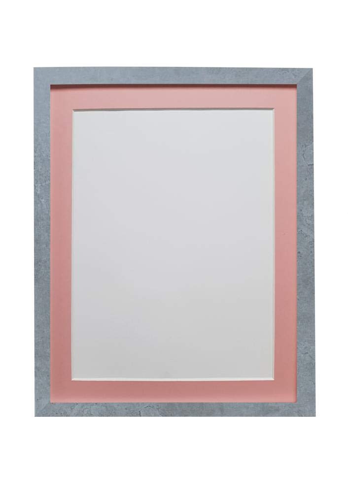 FRAMES BY POST H7 Picture Photo Frame Mineral Grey with Pink Mount 7 x 5 Image Size 5 x 3.5 Inch