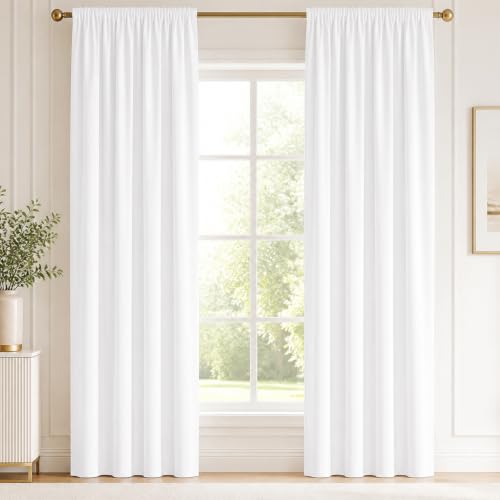 Image of Deconovo Rod Pocket Window Panels Thermal Insulated Blackout Curtains for Kids Room 38 x 63 Inch Greyish White 2 Curtain Panels