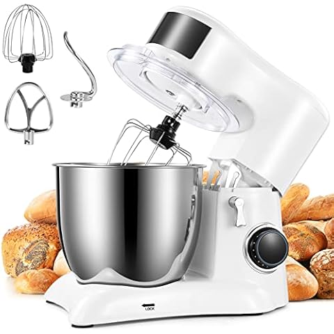 CCN Küchenmaschine Knetmaschine, 1300W Knetmaschine mit Knethaken, Teigmaschine 10 Stufen mit 5,5 Liter-Schüssel aus Edelstahl Cover