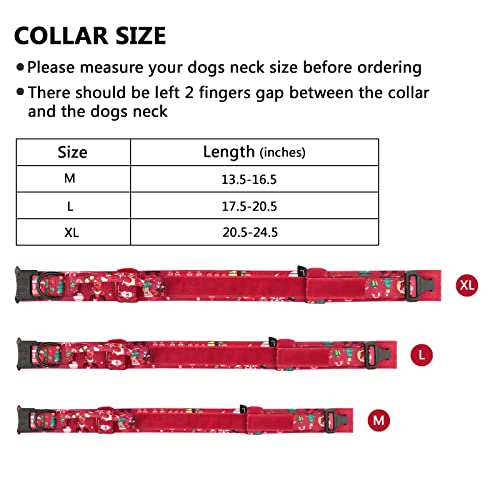 Image of DAGANXI Christmas Tactical Dog Collar, Adjustable Nylon Collar with Control Handle and Metal Buckle for Medium Large Dogs with Patches and Airtags Case (L, Christmas Red)