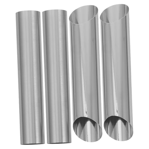OKUMEYR 4pcs Stainless Steel Cream Horn Cones Baking Versatile Cannoli Tubes Croissant Horn Shapes Easy Release Design for Soft Breads for Home Kitchens Baking Projects