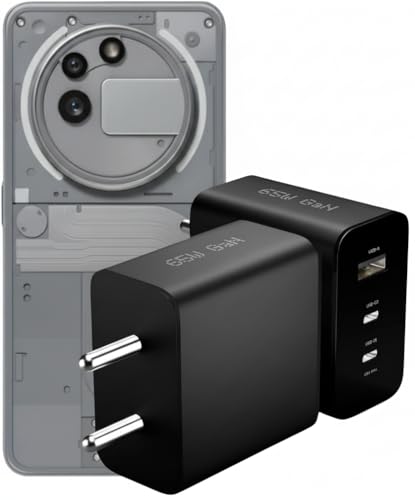 Image of YISHU 65w Type-C Fast Charging Adapter Compatible for Nothing Phone 3a Pro 2a Series | Safe Power Delivery | Original Charging Speed (Black)