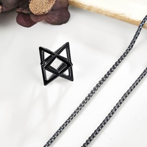 Black Star of David Necklace for Men Sterling Silver 3D Merkaba Cube Necklace Sacred Geometry Jewelry Gift for Men4