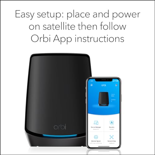 Image of NETGEAR Orbi Tri-Band WiFi 6 Mesh Add-on Satellite (RBS860B) - Works with Orbi RBK863SB - Adds Coverage up to 2,700 sq. ft. - AX6000 (6Gbps) - Black