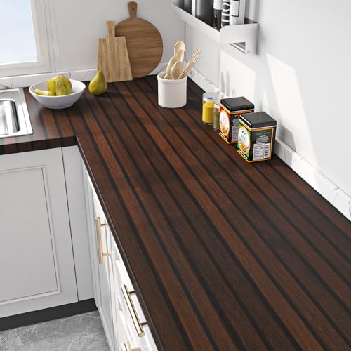 FunStick Papel Imitacion Madera Adhesivo para Muebles Papel Pintado Paneles de Madera 3D Dormitorio Salón Marrón Vinilo para Puertas de Armario Papel Adhesivo Madera Papel Pared Cocina Lavable 40CM×2M