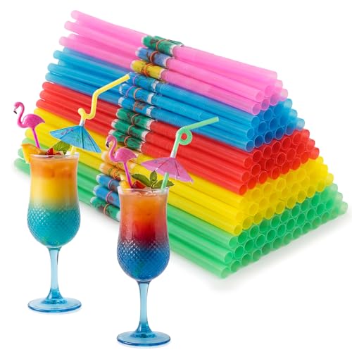 Pitillos flexibles con sombrillitas 100 piezas multicolor miniatura 1