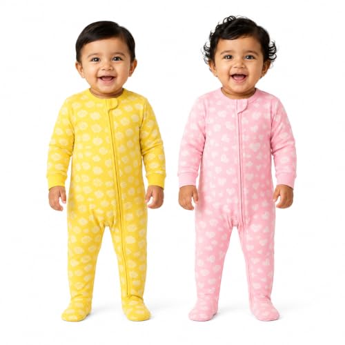 Image of The Mom Store Baby Zipper Romper for Boys and Girls Combos | Cotton | Soft and Comfortable Infant Bodysuit | Trendy Stylish Sleepsuit Nightsuit for Newborn Baby | Printed | Unisex Sleep Wear