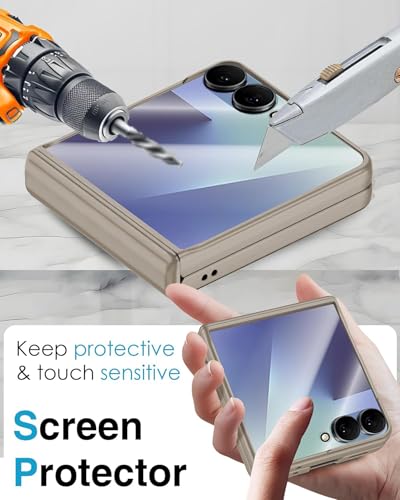 Image of Kapa Ultra Thin Back Cover for Galaxy Z Flip7 / Z Flip 7 | with [Magnetic Hinge Protection] and Inbuilt Glass Window Protection (Titanium)