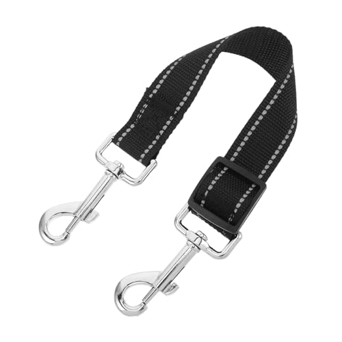 BCOATH 反射材使用の犬用リード 高視認性 ダブルフック付きトラクションロープ アウトドア向け夜間 用ペットリード 伸縮式 ブラック