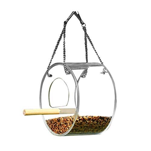 Hanging Wild Bird Feeder Acrylic Bird Feeder With Stand for Outside Hanging Feeding Box Outdoor Waterproof Circular Design