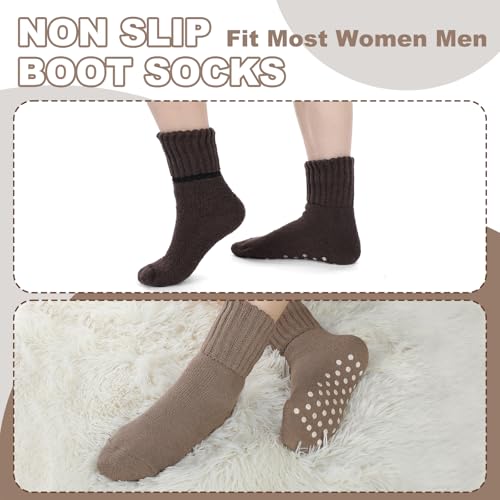 Geyoga 6 Pairs Thermal Slipper Socks with Grips Winter Thick Warm Anti Slip Hospital Socks Non Slip Ski Boot Stockings for Women Pilate Yoga Christmas Gifts4