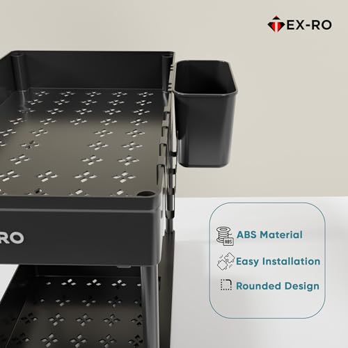 Image of TEX-RO 2 Tier Under Sink Storage Organizer for Kitchen & Bathroom /Pullout Cabinet Organizer for Kitchen Cabinets /Under Sink Organizer /Bathroom Cabinet Storage(Pack of 1, Black)