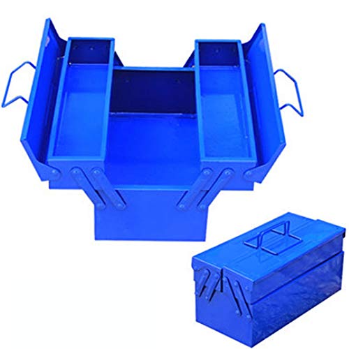 Snowflyk Powder-Coated Metal Cantilever Toolbox: Folding & Portable Tool Storage Chest with Carry Handles