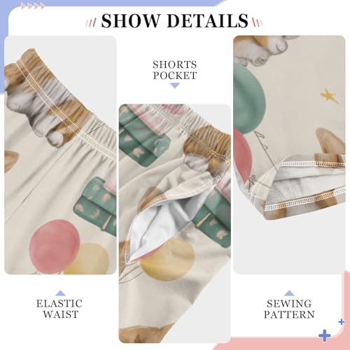 Corgi Dog Balloons Boys Long Pants Soft Trousers Elastic Waist Kids Lounge Bottoms with Pockets S-XL4