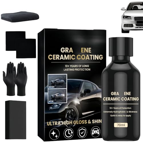 Car Polish Ceramic Coating Kit, Hydrophobic Gra/phene Ceramic Coating Car Spray for Long-Lasting Paint Protection & Restoration, Anti Scratch Ceramic Car Polish with Sponge/Towel/Gloves/Coated Cloth
