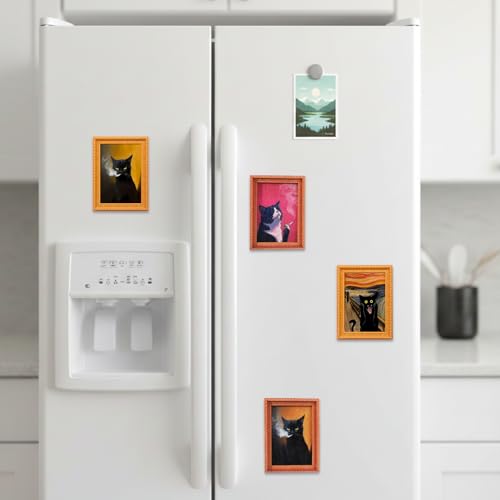 Marco magnético retro gato para refrigerador 4 piezas miniatura 5