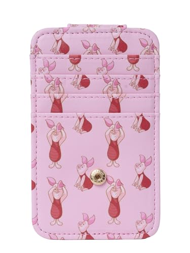Image of Disney Card Holder Women Slim Wallet Small Piglet Pink