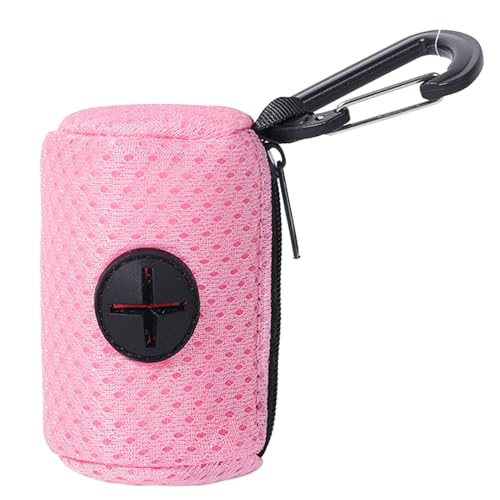 KANGQL Dispenser per sacchetti di cacca, dispenser per sacchetti per la raccolta delle cacce, comodo dispenser per sacchetti per cani e animali domestici, per passeggiate all'aperto, in rete, rosa