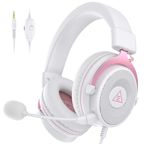 EKSA E900 Wired Gaming Headset for Xbox One - PC Headset with Detachable Noise Cancelling Microphone, 3D Stereo Sound 50mm Driver- Gaming Headphones for Xbox S/X, PS4 PS5, Switch, Laptop (Pink) EKSA E900 Wired Gaming Headset for Xbox One - PC Headset with Detachable Noise Cancelling Microphone, 3D Stereo Sound 50mm Driver- Gaming Headphones for Xbox S/X, PS4 PS5, Switch, Laptop (Pink)
