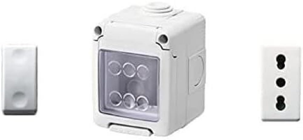 GEWISS - DY01002 Appliance enclosure 27 Combi protected 2 places grey RAL 7035 IP55 with No. 1 White Bivalent Socket, No. 1 White Switch