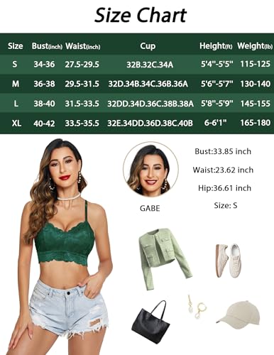 Image of Avidlove Lace Bralettes for Women Padded Bralette Camisole Racerback Crop Top Floral Lace Bralettes V Neck