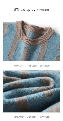 Men's and Winter Woolen Sweater Loose Head Matching Color Round Neck Thick Bottom Knitted Cashmere Sweater2