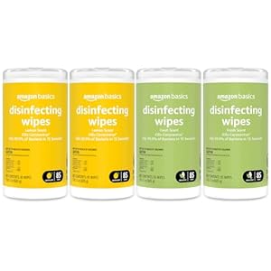 Amazon Basics Disinfecting Wipes, Lemon &...