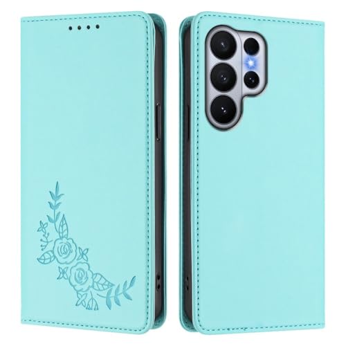 Étui en cuir Samsung A13 5G avec fermeture magnétique et finitions florales