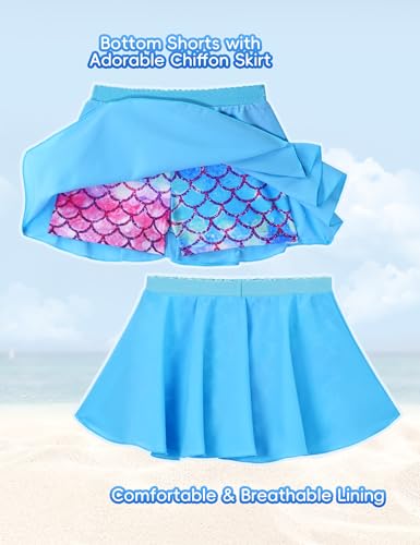 Image of Snowheart Girls Rash Guard Swimsuit Set Long Sleeve Bathing Suit Two Piece 3-12 Years