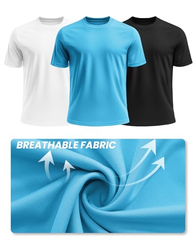 Ficerd 3 Pack Men's Big and Tall Rash Guard Shirts UPF 50+ Short Sleeve Sun Protection Quick Dry Swim T Shirts2