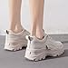 NCNDB Women's Clunky Sport Sneaker Trainers Lace Up Fashion Increased Dorky Bottom Shoes Beige 8 US