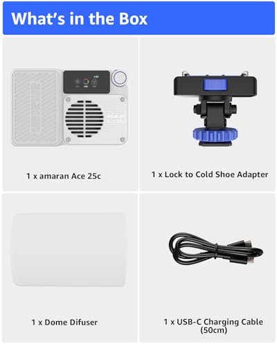 Image of amaran Ace 25c Video Light,25w RGB Portable Light for Photography On-Camera Video Lights CRI /TLCI 95+,CCT 2,300K-10,000K,Rechargeable Dimmable Vlog Light,APP Control,PD Charging (White)