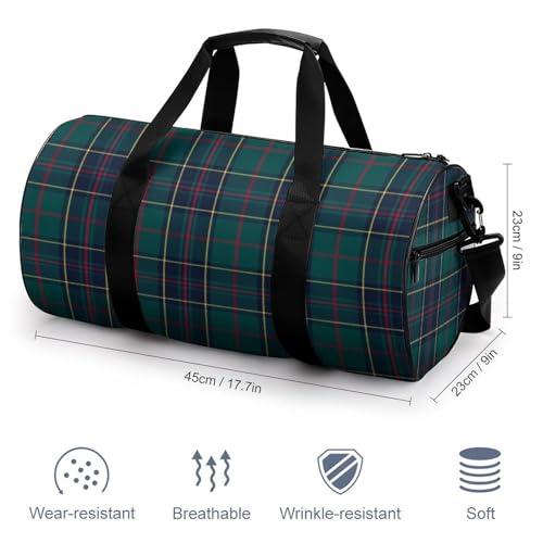 Sac de voyage vert plaid duffel bag idéal week-end camping - 2
