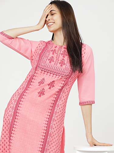 Image of Ketch Polyester Women's Regular Fit Printed Threeforth Sleeve Kurta