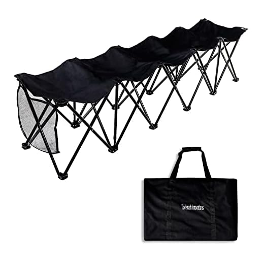 Trademark Innovations Portable 5-Seater Folding Team Sports Sideline Bench (Black)