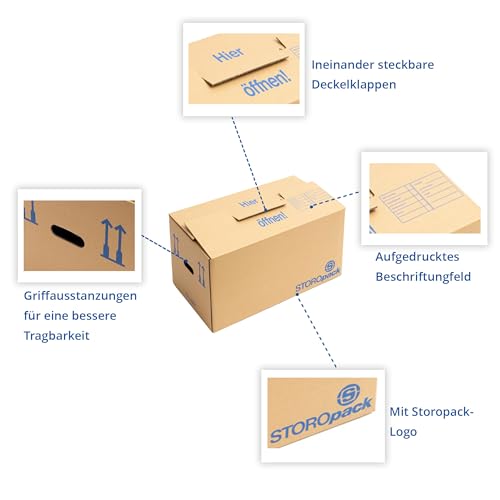 Umzugskartons Storopack, 20 Stück à 77 Liter, 2-wellig