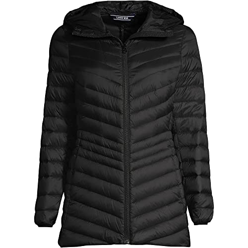 Lands' End Womens Ul Packable Down Jacket Black Regular Medium #TOP4
