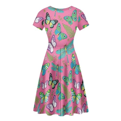 Image of AFPANQZ Womens Casual Summer Lightweight Vintage Dress Short Sleeve Midi Dress Knee-Long Luxury Formal Dress