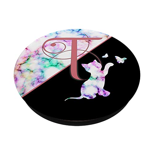 Rosa Rosa Lettera T Arcobaleno Gatto Monogramma a