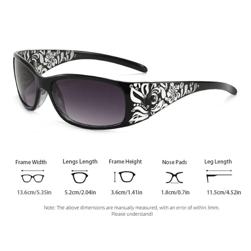 willochra fashion Y2K Polarized Sunglasses for Women Rhinestone Wrap Around Rectangular Sunglasses UV400 Protection4