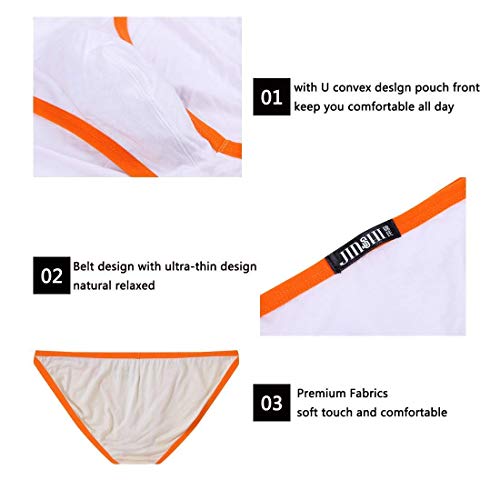 JINSHI Men's Sexy Underwear Low Rise Bikini Briefs Stretch Pack of 3