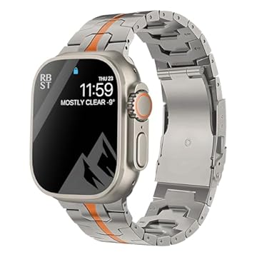 Pulseira de titânio de 49 mm compatível com Apple Watch, ultra e Ultra2, pulseira de metal de titânio leve e durável, para iWatch séries 9, 8, 7, 6, 5, 4, 3, 2, 1 e SE (42/44/45/49 mm, laranja