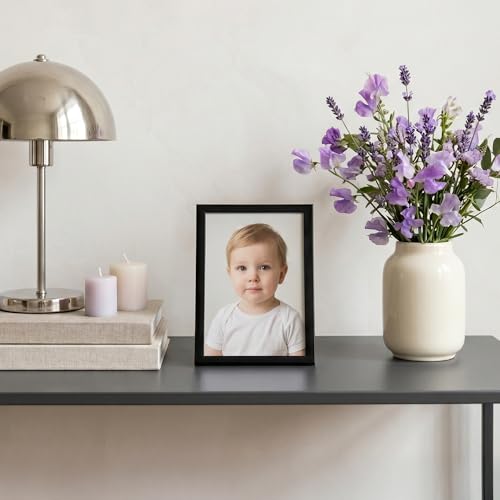 Image of Americanflat 3.5x5 Picture Frame with Polished Plexiglass - Streamline Collection - Thin Border Picture Frame for Wall Display - Hanging Hardware Included - Black