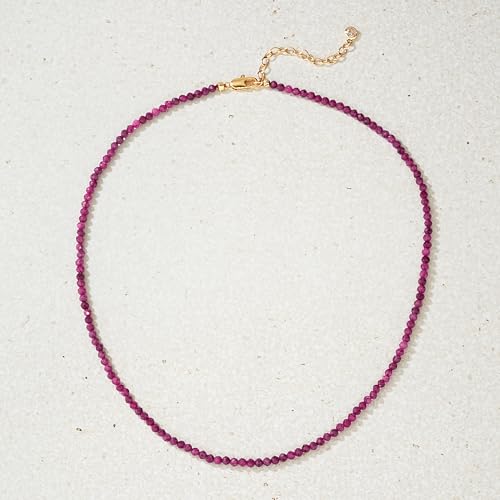 MEVECCO Gold Choker Necklace for Women 18K Gold Plated Handmade Ruby Stone Beaded Summer Necklace Jewelry Gifts by MEVECCO - Image 7
